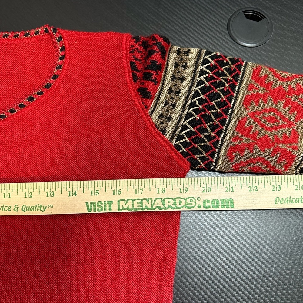 Peruvian Imports 100% Baby Alpaca Wool Red Button Front Sweater - S - Picture 6 of 7